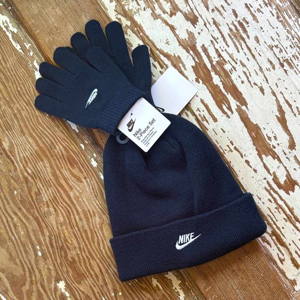 Nike Navy Hat and Gloves Set - kids